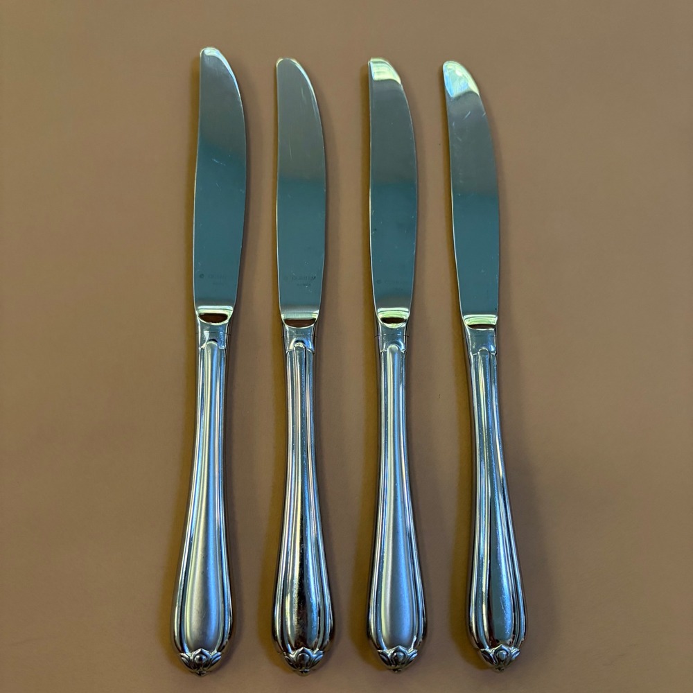 Gorham Melon Bud Glossy Stainless Steel Dinner Knives Set of 4 Hollow Handle